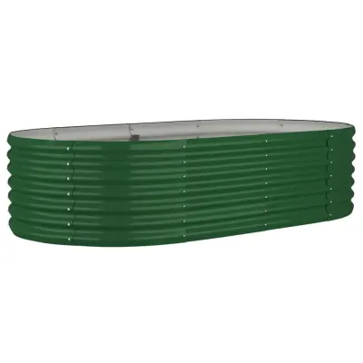 vidaXL Visoka greda iz prašno premazanega jekla 152x80x36 cm zelena