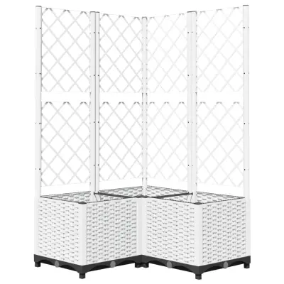 vidaXL Cvetlično korito z oporno mrežo belo 80x80x136 cm PP