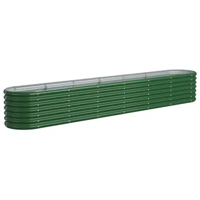 vidaXL Visoka greda iz prašno premazanega jekla 260x40x36 cm zelena