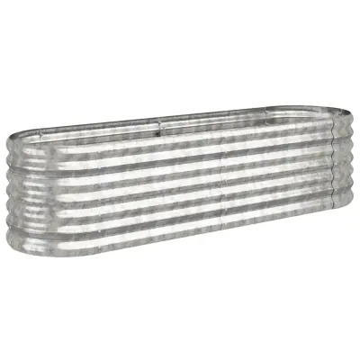 vidaXL Visoka greda iz prašno premazanega jekla 152x40x36 cm srebrna