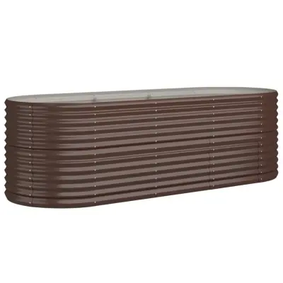 vidaXL Visoka greda iz prašno premazanega jekla 224x80x68 cm rjava