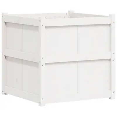vidaXL Vrtno cvetlično korito belo 70x70x70 cm trdna borovina