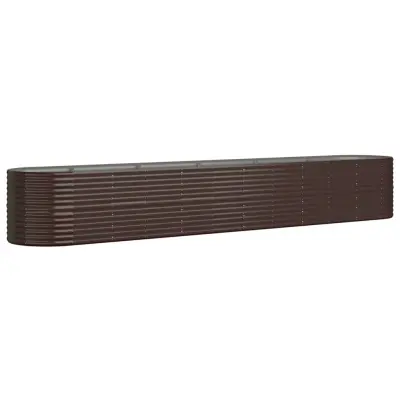 vidaXL Visoka greda iz prašno premazanega jekla 440x80x68 cm rjava