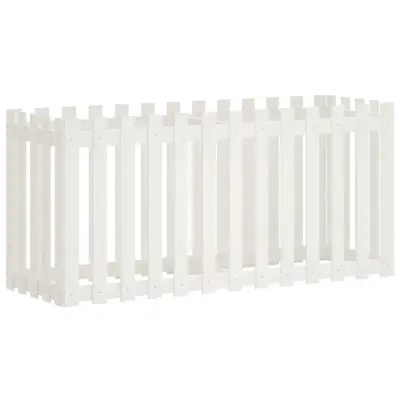 vidaXL Vrtna visoka greda z ograjico bela 150x50x70 cm trdna borovina