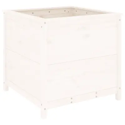 vidaXL Vrtno cvetlično korito belo 82,5x82,5x78 cm trdna borovina