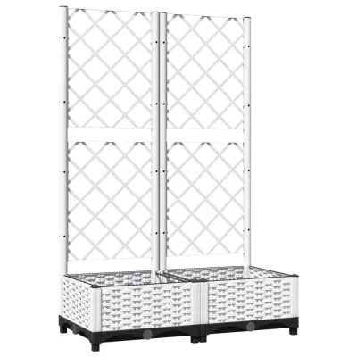vidaXL Cvetlično korito z oporno mrežo belo 80x40x121,5 cm PP