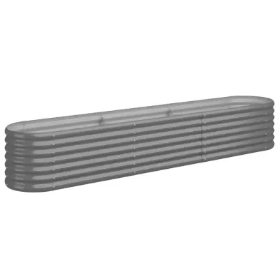 vidaXL Visoka greda iz prašno premazanega jekla 224x40x36 cm siva