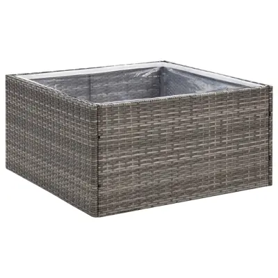 vidaXL Vrtno cvetlično korito sivo 80x80x40 cm poli ratan