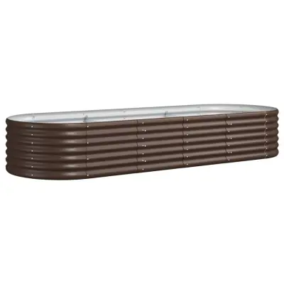 vidaXL Visoka greda iz prašno premazanega jekla 224x80x36 cm rjava