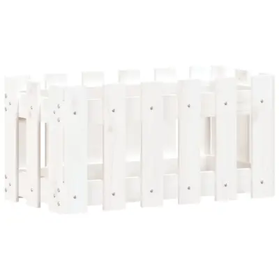 vidaXL Vrtno korito z ograjico belo 60x30x30 cm trdna borovina