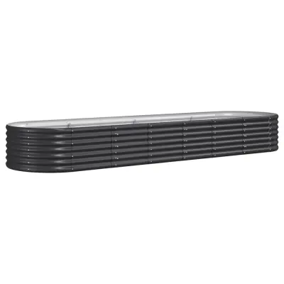 vidaXL Visoka greda iz prašno premazanega jekla 296x80x36 cm antracit