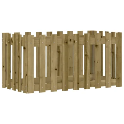 vidaXL Vrtna visoka greda z ograjico 100x50x50 cm impreg. borovina