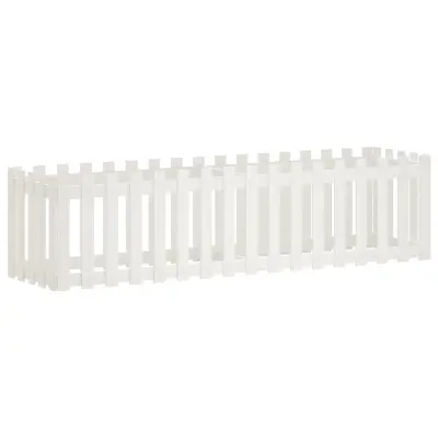 vidaXL Vrtna visoka greda z ograjico bela 200x50x50 cm trdna borovina