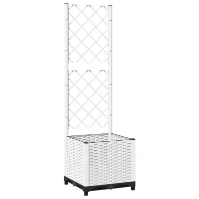 vidaXL Cvetlično korito z oporno mrežo belo 40x40x136 cm PP