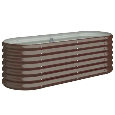 vidaXL Visoka greda iz prašno premazanega jekla 114x40x36 cm rjava