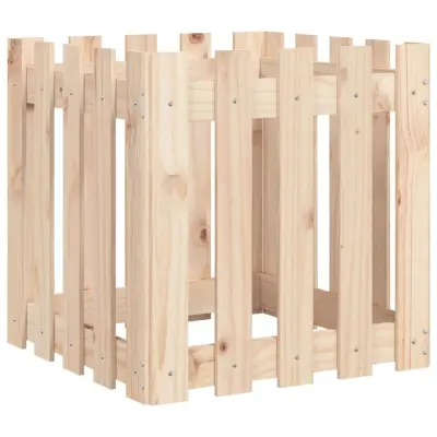 vidaXL Vrtno korito z ograjico 50x50x50 cm trdna borovina