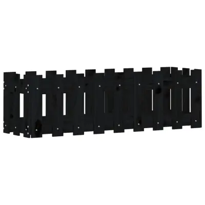 vidaXL Vrtna visoka greda z ograjico črna 100x30x30 cm trdna borovina