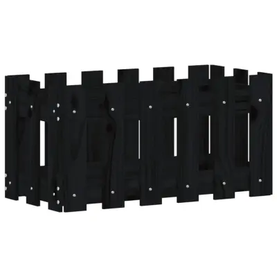 vidaXL Vrtno korito z ograjico črn 60x30x30 cm trdna borovina