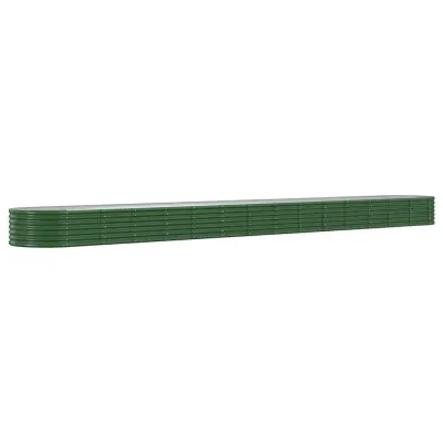 vidaXL Visoka greda iz prašno premazanega jekla 620x80x36 cm zelena