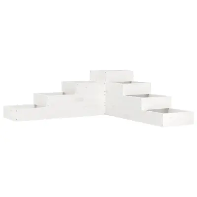 vidaXL Vrtna korita s 4 nadstropji 106x104,5x36 cm bela trdna borovina