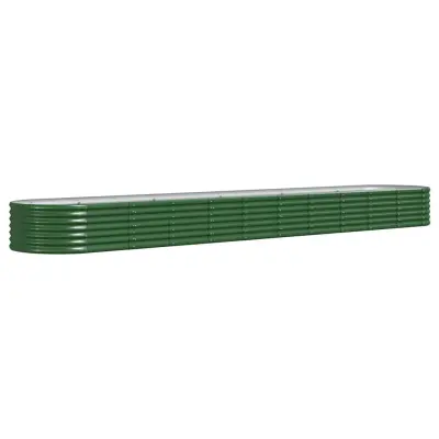 vidaXL Visoka greda iz prašno premazanega jekla 440x80x36 cm zelena