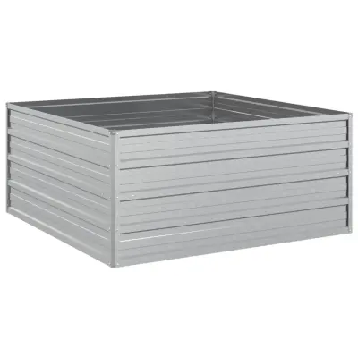 vidaXL Visoka greda 100x100x45 cm pocinkano jeklo srebrna
