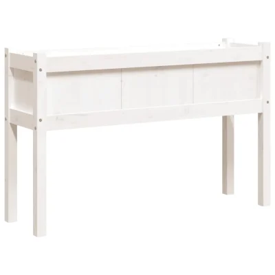 vidaXL Vrtno korito z nogami belo 110x31x70 cm trdna borovina