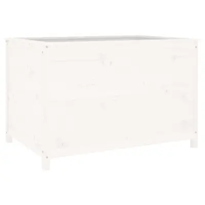 vidaXL Vrtna visoka greda bela 119,5x82,5x78 cm trdna borovina