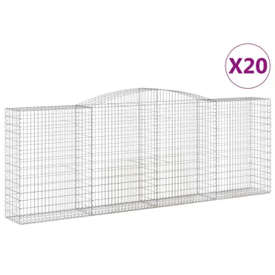 vidaXL Obokane gabion košare 20 kos 400x50x140/160 cm pocinkano železo