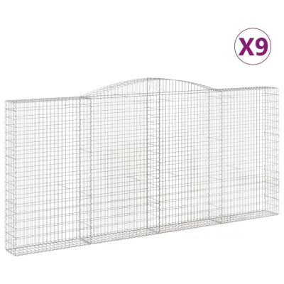vidaXL Obokane gabion košare 9 kosov 400x30x180/200cm pocinkano železo