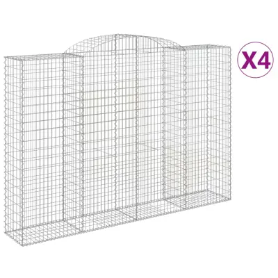 vidaXL Obokane gabion košare 4 kosa 300x50x200/220 cm pocinkano železo