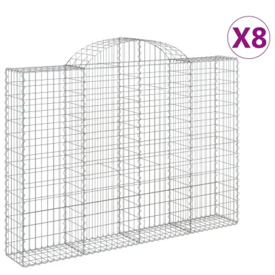 vidaXL Obokane gabion košare 8 kosov 200x30x140/160cm pocinkano železo
