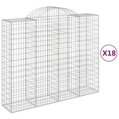 vidaXL Obokane gabion košare 18kosi 200x50x160/180 cm pocinkano železo