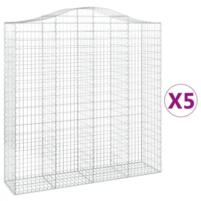 vidaXL Obokane gabion košare 5 kosa 200x50x200/220 cm pocinkano železo
