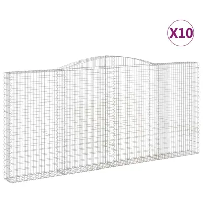 vidaXL Obokane gabion košare 10kosov 400x30x180/200cm pocinkano železo