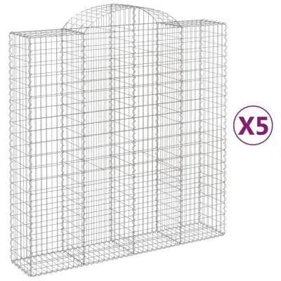 vidaXL Obokane gabion košare 5 kosa 200x50x200/220 cm pocinkano železo