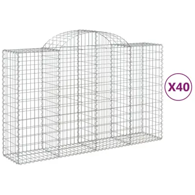 vidaXL Obokane gabion košare 40 kosa 200x50x120/140cm pocinkano železo