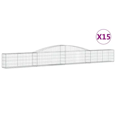 vidaXL Obokane gabion košare 15 kosi 400x30x40/60 cm pocinkano železo