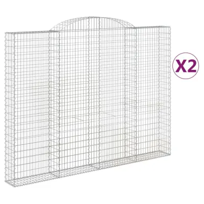 vidaXL Obokane gabion košare 2 kosa 300x30x220/240 cm pocinkano železo