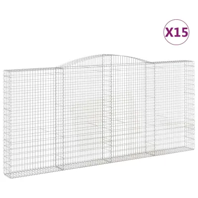 vidaXL Obokane gabion košare 15kosov 400x30x180/200cm pocinkano železo