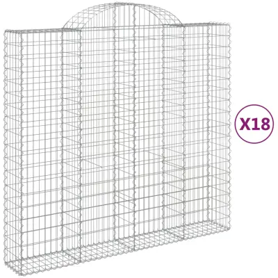 vidaXL Obokana gabion košara 18 kos 200x50x180/200 cm pocinkano železo