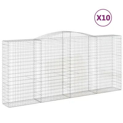 vidaXL Obokane gabion košare 10 kos 400x50x180/200 cm pocinkano železo