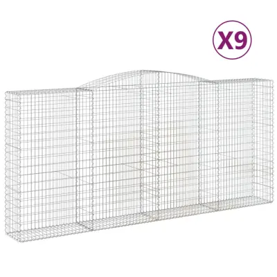 vidaXL Obokane gabion košare 9 kosov 400x50x180/200cm pocinkano železo