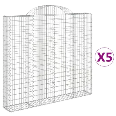 vidaXL Obokane gabion košare 5 kosov 200x30x180/200cm pocinkano železo