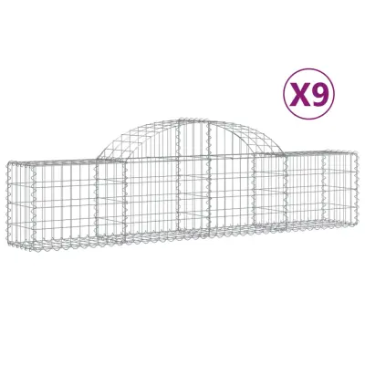 vidaXL Obokane gabion košare 9 kosov 200x30x40/60 cm pocinkano železo