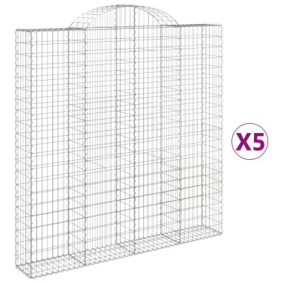 vidaXL Obokane gabion košare 5 kosa 200x30x200/220 cm pocinkano železo