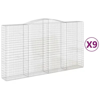 vidaXL Obokane gabion košare 9 kosa 400x50x220/240 cm pocinkano železo