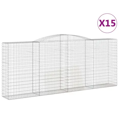 vidaXL Obokane gabion košare 15 kos 400x50x160/180 cm pocinkano železo