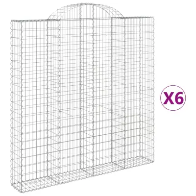 vidaXL Obokane gabion košare 6 kosi 200x30x200/220 cm pocinkano železo
