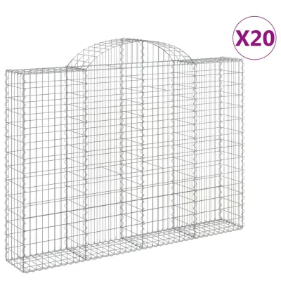 vidaXL Obokane gabion košare 20kosov 200x30x140/160cm pocinkano železo